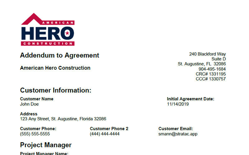 Addendum to Initial Agreement