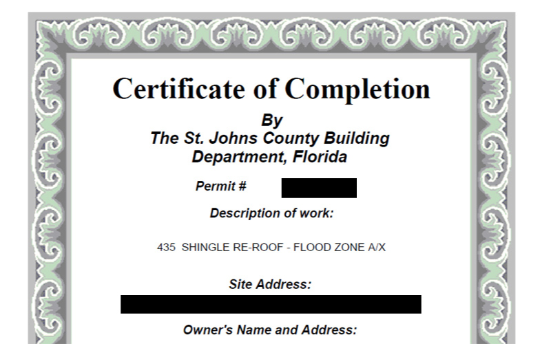 Certificate of Completion